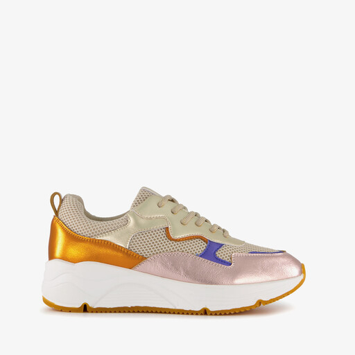 Leren dames dad sneakers metallic
