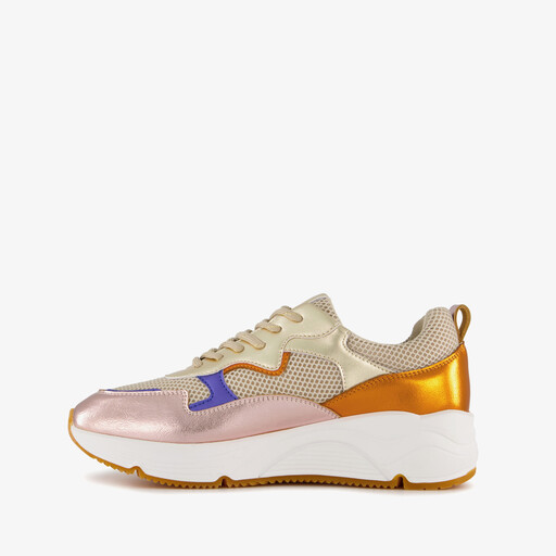 Leren dames dad sneakers metallic