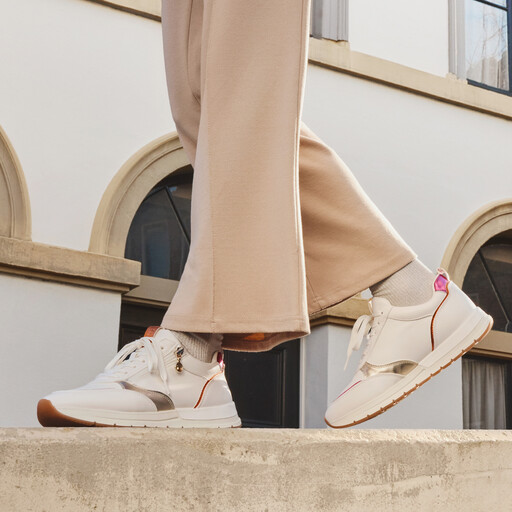 Dames sneakers wit metallic