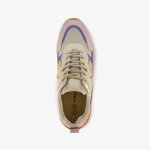 Leren dames dad sneakers metallic