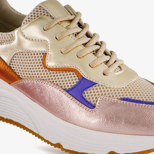 Leren dames dad sneakers metallic