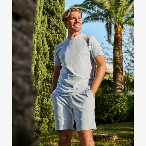 Heren badstof T-shirt lichtblauw