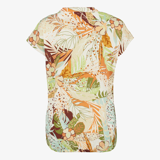 Dames top met bloemenprint geel groen