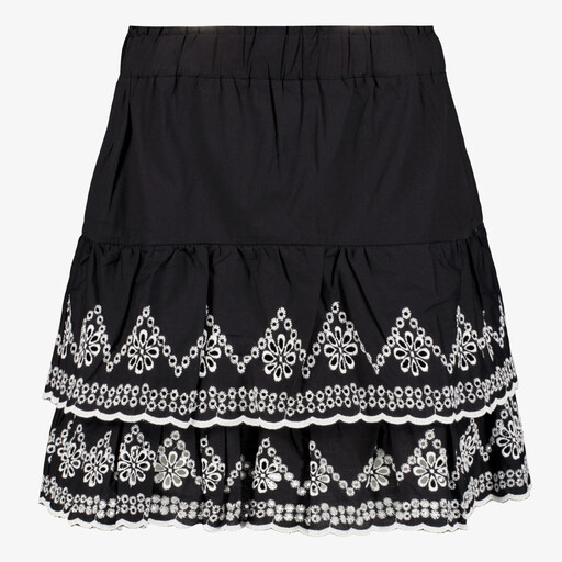 Dames rok met ruches zwart