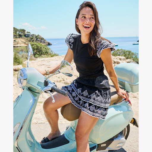 Dames rok met ruches zwart