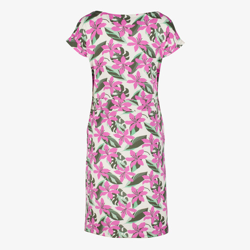 Dames jurk met bloemenprint beige roze