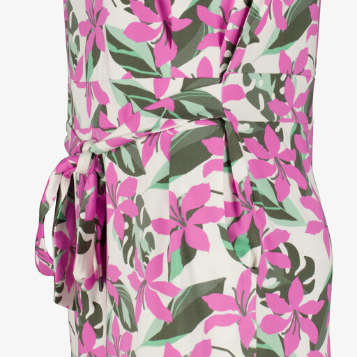 Dames jurk met bloemenprint beige roze