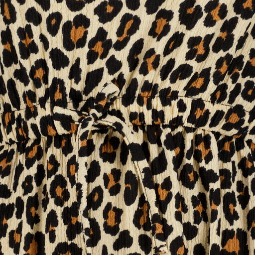 Dames maxi jurk met panterprint beige