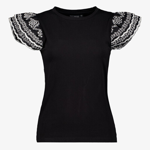 Dames top met vlindermouwen zwart
