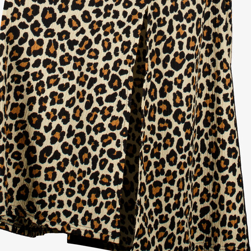 Dames maxi jurk met panterprint beige