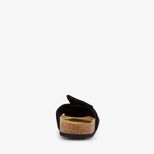 Dames bio slippers zwart met strik