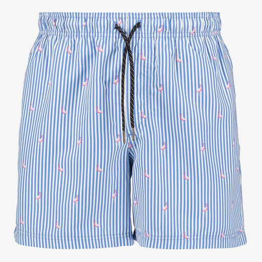 Gestreept heren zwemshort flamingo