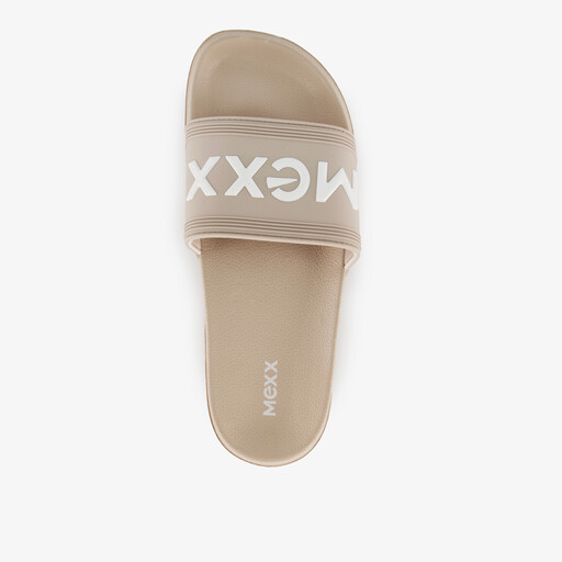 Dames badslippers beige wit
