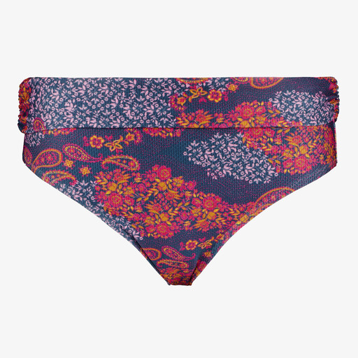 Dames bikinibroekje met overslag print blauw