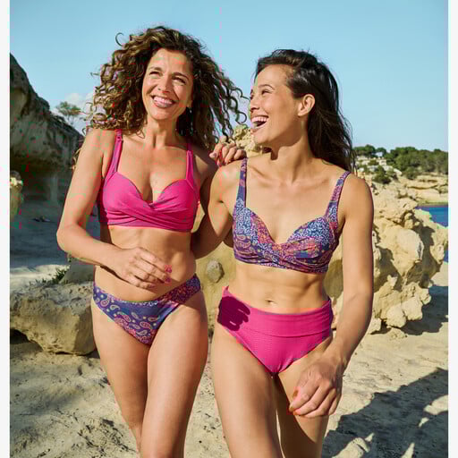 Voorgevormde dames bikinitop print blauw