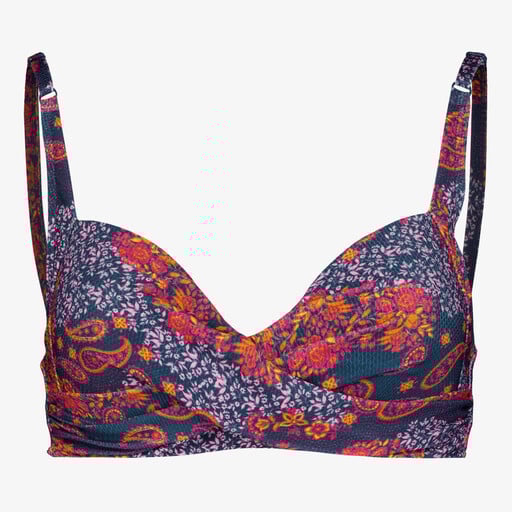 Voorgevormde dames bikinitop print blauw