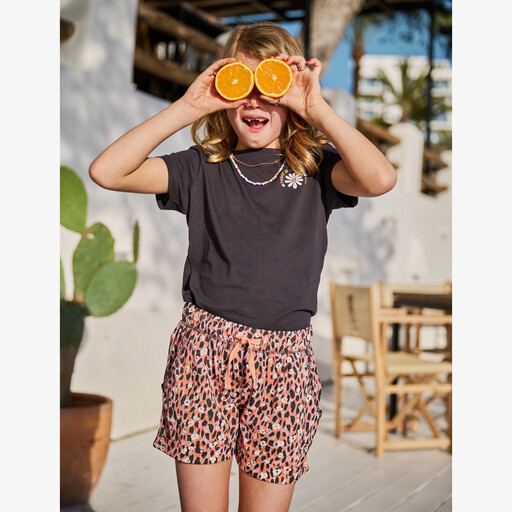 Meisjes short met print oranje roze
