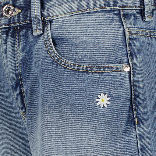 Meisjes denim short met madeliefjes