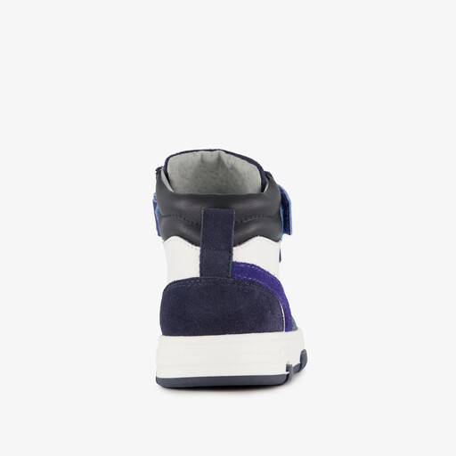 Leren hoge jongens sneakers blauw wit
