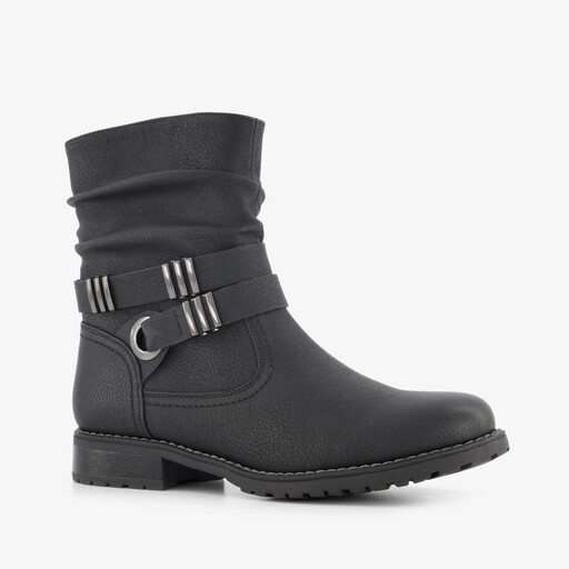 Dames enkellaarsjes met gesp zwart