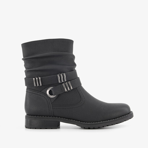 Dames enkellaarsjes met gesp zwart