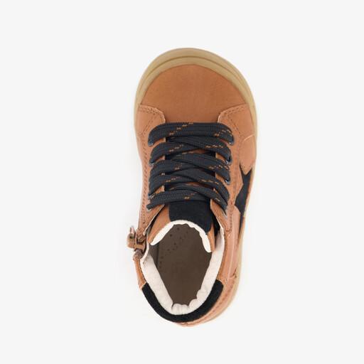 Leren jongens veterboots cognac