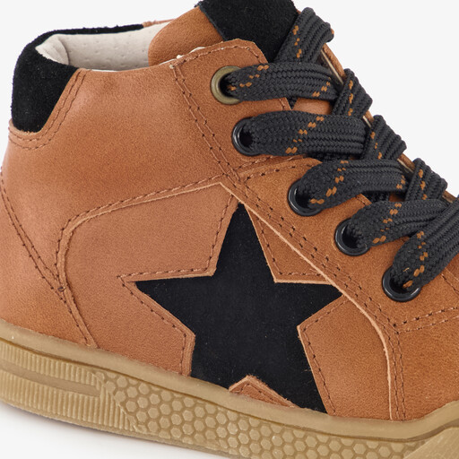 Leren jongens veterboots cognac