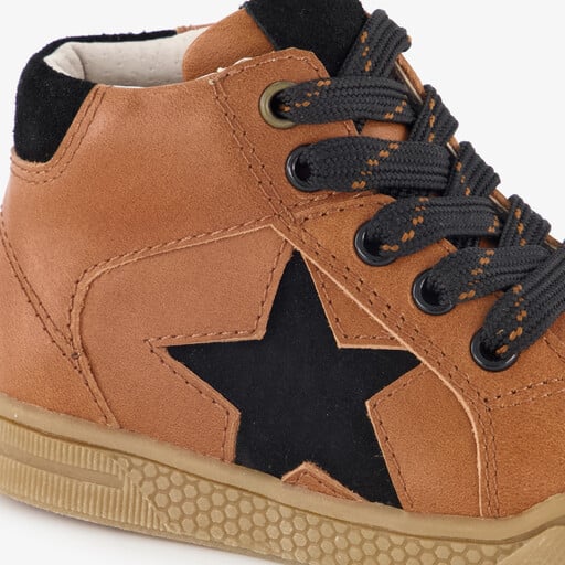 Leren jongens veterboots cognac