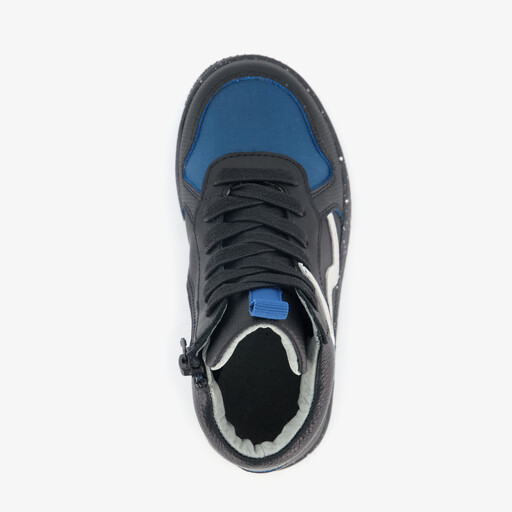 Leren hoge jongens sneakers zwart blauw