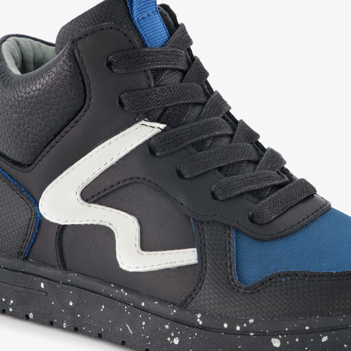 Leren hoge jongens sneakers zwart blauw