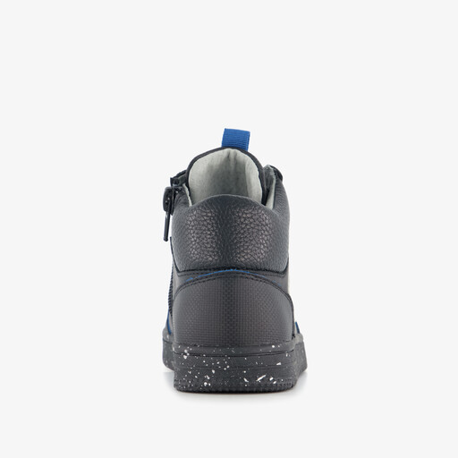 Leren hoge jongens sneakers zwart blauw