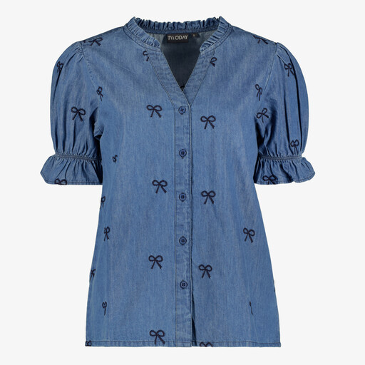 Dames denim blouse met korte mouwen