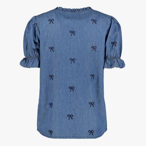 Dames denim blouse met korte mouwen