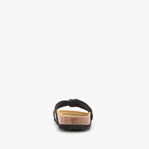 Dames slippers met koeienprint zwart wit