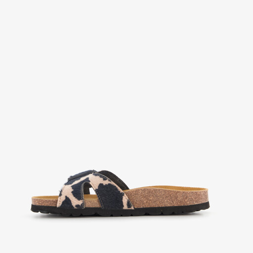 Dames slippers met koeienprint zwart wit