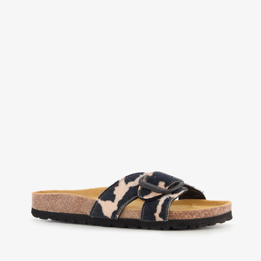 Dames slippers met koeienprint zwart wit