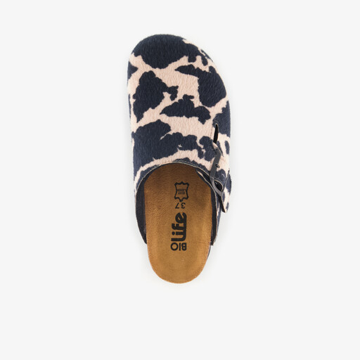 Dames clogs met dierenprint zwart wit