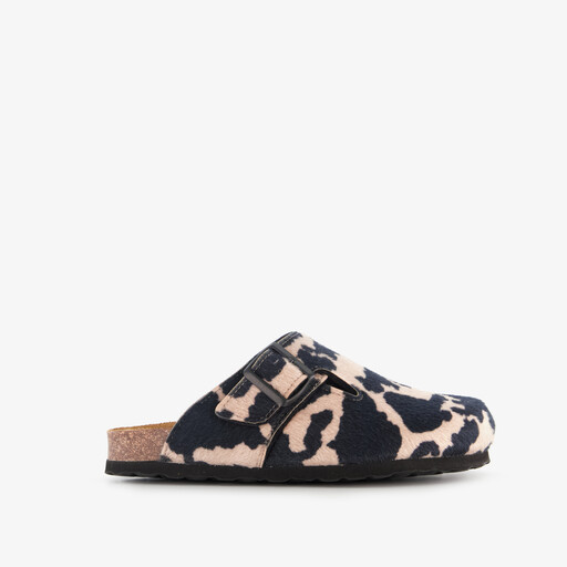 Dames clogs met dierenprint zwart wit