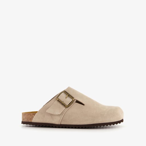 Suede dames clogs taupe
