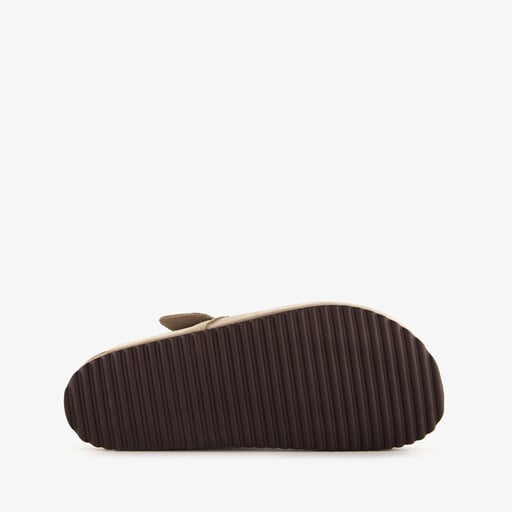 Suede dames clogs taupe