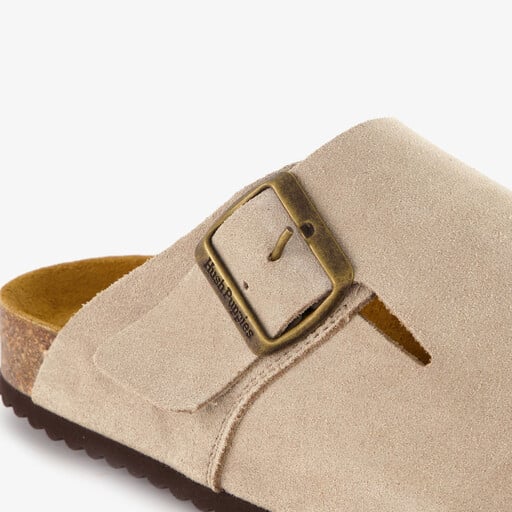 Suede dames clogs taupe