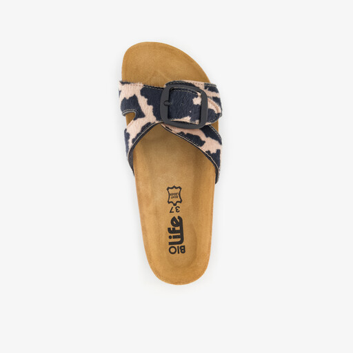 Dames slippers met koeienprint zwart wit