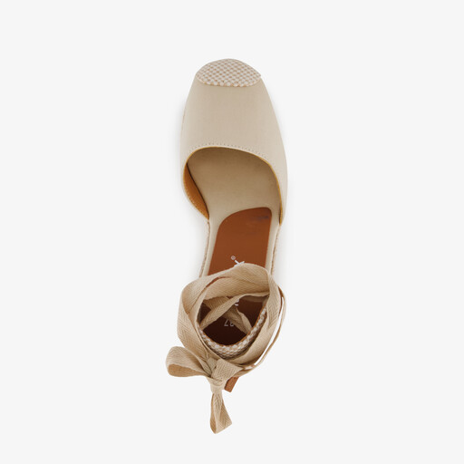 Dames sleehak espadrilles met strik beige