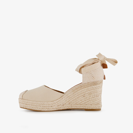 Dames sleehak espadrilles met strik beige
