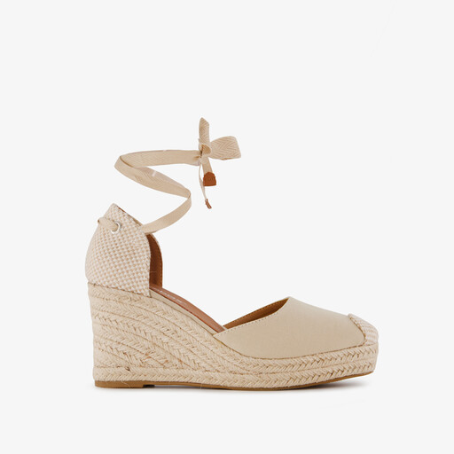 Dames sleehak espadrilles met strik beige