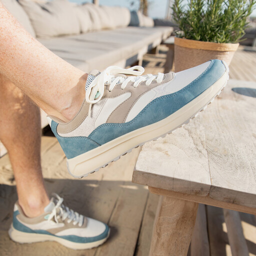 Heren sneakers wit blauw