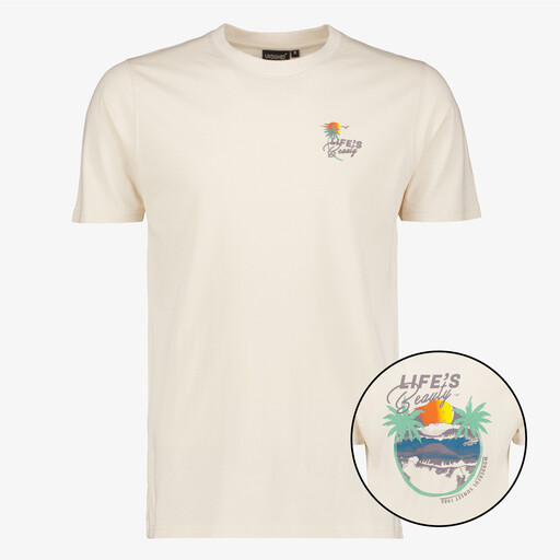 Heren T-shirt met backprint beige