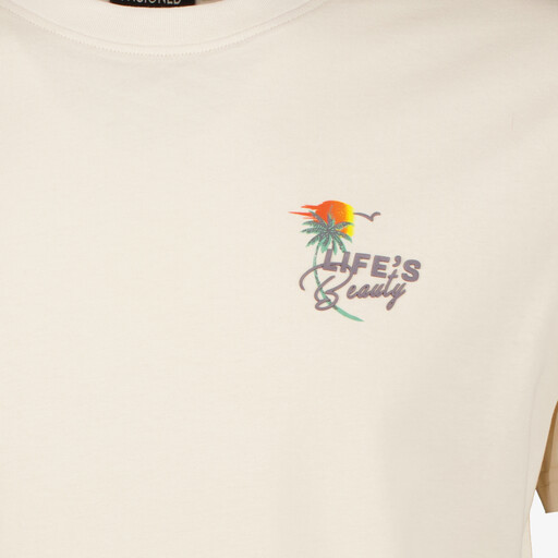 Heren T-shirt met backprint beige