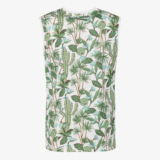 Heren singlet met botanische print wit