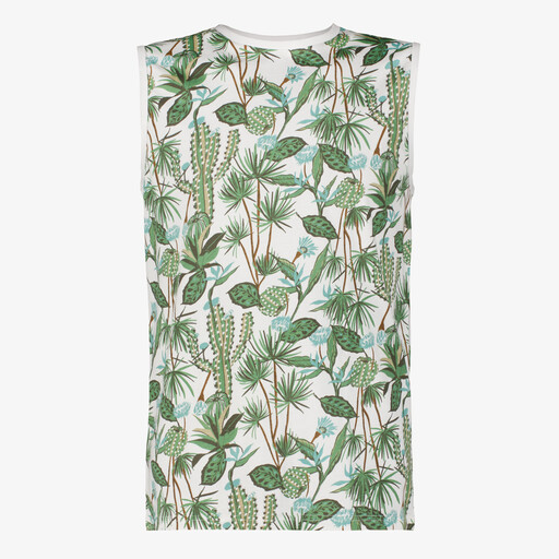 Heren singlet met botanische print wit